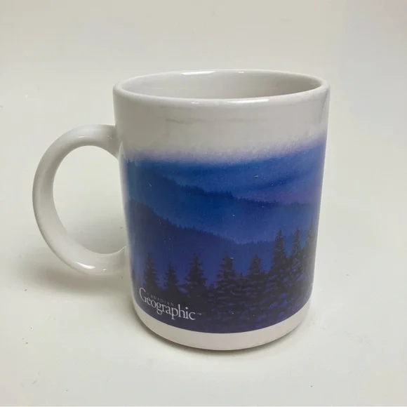 Vintage Wolf Mug Canadian Geographic Blue Ceramic Coffee Rare - Picture 3 of 14